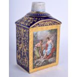 A 19TH CENTURY VIENNA PORCELAIN TEA CANISTER painted with classical scenes, probably after Kauffman