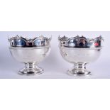 A PAIR OF ANTIQUE SILVER MONTEITH BOWLS. Chester. 17.6 oz. 15 cm x 15 cm.