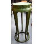 A LARGE CHINESE WOODEN STAND, painted green. 101 cm x 49 cm.