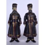 A RARE PAIR OF CONTINENTAL COLD PAINTED BRONZE CHAMBER COSSACKS KAMER-KAZAKS PUSTYNNIKOV AND KUDINOV