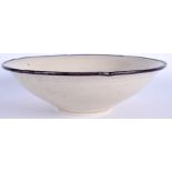 A CHINESE QING DYNASTY DING WHITE GLAZED BOWL with silvered rim. 20 cm wide.