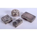 AN ANTIQUE ENGLISH SILVER BOX by George Unite, together with three other silver boxes. 4 oz. Larges