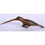 A BRONZE SCULPTURE IN THE FORM OF A KINGFISHER, unsigned. 11.75 cm long.