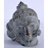 A 19TH CENTURY INDIAN SCHIST CARVED STONE HEAD Gandara. 15 cm x 11 cm.