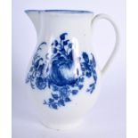 A 18TH CENTURY CAUGHLEY SPARROW BEAK JUG having various fruit in blue. 9.5 cm high.