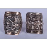 TWO 19TH CENTURY CHINESE EXPORT SILVER RINGS. (2)