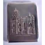 A VINTAGE PORTUGUESE SILVER JERONIMOS CIGARETTE CASE. 3.6 oz. 10 cm x 8 cm.