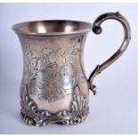 A VICTORIAN SILVER ENGRAVED MUG. London 1852. 4.2 oz. 8 cm high.