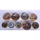 NINE ANTIQUE POT LIDS, varying subject. (9)