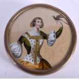 A 19TH CENTURY CONTINENTAL PAPER SNUFF BOX AND COVER reverse decorated with a female and bird. 7.5