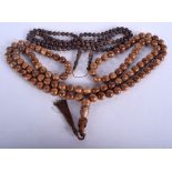 TWO ISLAMIC MIDDLE EASTERN PRAYER BEAD NECKLACES. 150 cm & 100 cm long. (2)