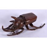 A JAPANESE BRONZE OKIMONO BOX IN THE FORM OF A LONG HORN BEETLE, signed. 11 cm long.