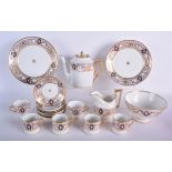 A EARLY 19TH CENTURY ANGOULEME PORCELAIN TEA SET painted with classical urns, scrolling feather and