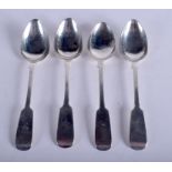 FOUR ANTIQUE SCOTTISH SILVER SPOONS. Glasgow 1855. 2.2 oz. (4)