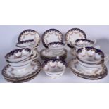 A ROYAL WORCESTER PORCELAIN TEA SET, decorated with foliage. (qty)