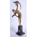 A FINE FRENCH ART DECO GILT BRONZE FIGURE OF A BIRD CATCHER by Claire Colinet (1880-1950). 29 cm hi