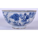 A CHINESE BLUE AND WHITE PORCELAIN BOWL BEARING XUANDE MARKS, decorated with birds in a landscape.