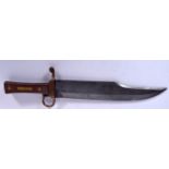 A BOWIE KNIFE, formed with knuckle guard. 41.5 cm long.