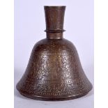 A 19TH CENTURY INDIAN BRONZE HOOKAH BASE, engraved with extensive foliage. 16.5 cm high.