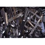 A QUANTITY OF ASSORTED FLATWARE, varying design. (qty)