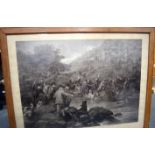 A LARGE PRINT “THE CARLISLE OTTER HUNT”, framed. 67 cm x 92 cm.