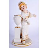 A ROYAL WORCESTER KATE GREENAWAY FIGURE OF A GIRL WITH A FAN CENTURY 1883. 16 cm high.