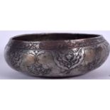 A PERSIAN WHITE METAL SHALLOW INCENSE BURNER, decorated with foliage. 19 cm wide.