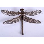 A RARE 19TH CENTURY JAPANESE MEIJI PERIOD JIZAI DRAGONFLY of articulated form. 10 cm wide.