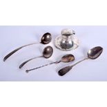 AN ANTIQUE SCOTTISH SILVER SPOON etc. Silver 3.8 oz. (5)