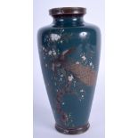 AN EARLY 20TH CENTURY JAPANESE MEIJI PERIOD CLOISONNE ENAMEL VASE decorated with birds amongst foli