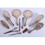 A BOXED OF ANTIQUE SILVER BRUSHES etc. (qty)