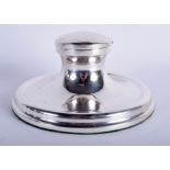 A LARGE ANTIQUE SILVER CAPSTAN INKWELL. Birmingham 1919. 20 cm wide.