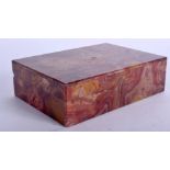 A 1920S CONTINENTAL BANDED AGATE BOX AND COVER of lovely quality, with brass mounts. 11 cm x 9 cm.