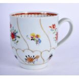 A 18 CENTURY LIVERPOOL CHAFFERS FACTORY COFFEE CUP painted with a version of the Floral Queens patt