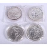 FOUR AMERICAN SILVER EAGLE COINS 1885, 1879, 1897 & 1889. (4)