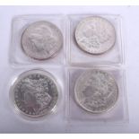 FOUR AMERICAN SILVER EAGLE COINS 1889, 1886, 1891 & 1885. (4)