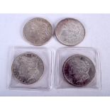 FOUR AMERICAN SILVER EAGLE COINS 1921, 1902, 1878 & 1896. (4)