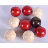 NINE VICTORIAN IVORY BALLS. 200 grams. (9)