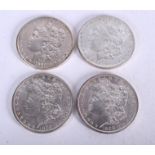 FOUR AMERICAN SILVER EAGLE COINS 1889, 98, 99, 1904. (4)