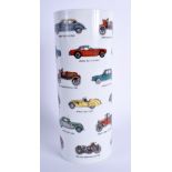 AN UNUSUAL CZECH PORCELAIN AUTOMOBILIA VASE. 22.5 cm high.