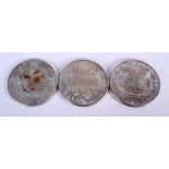 THREE LARGE ANTIQUES SILVER COINS. (3)