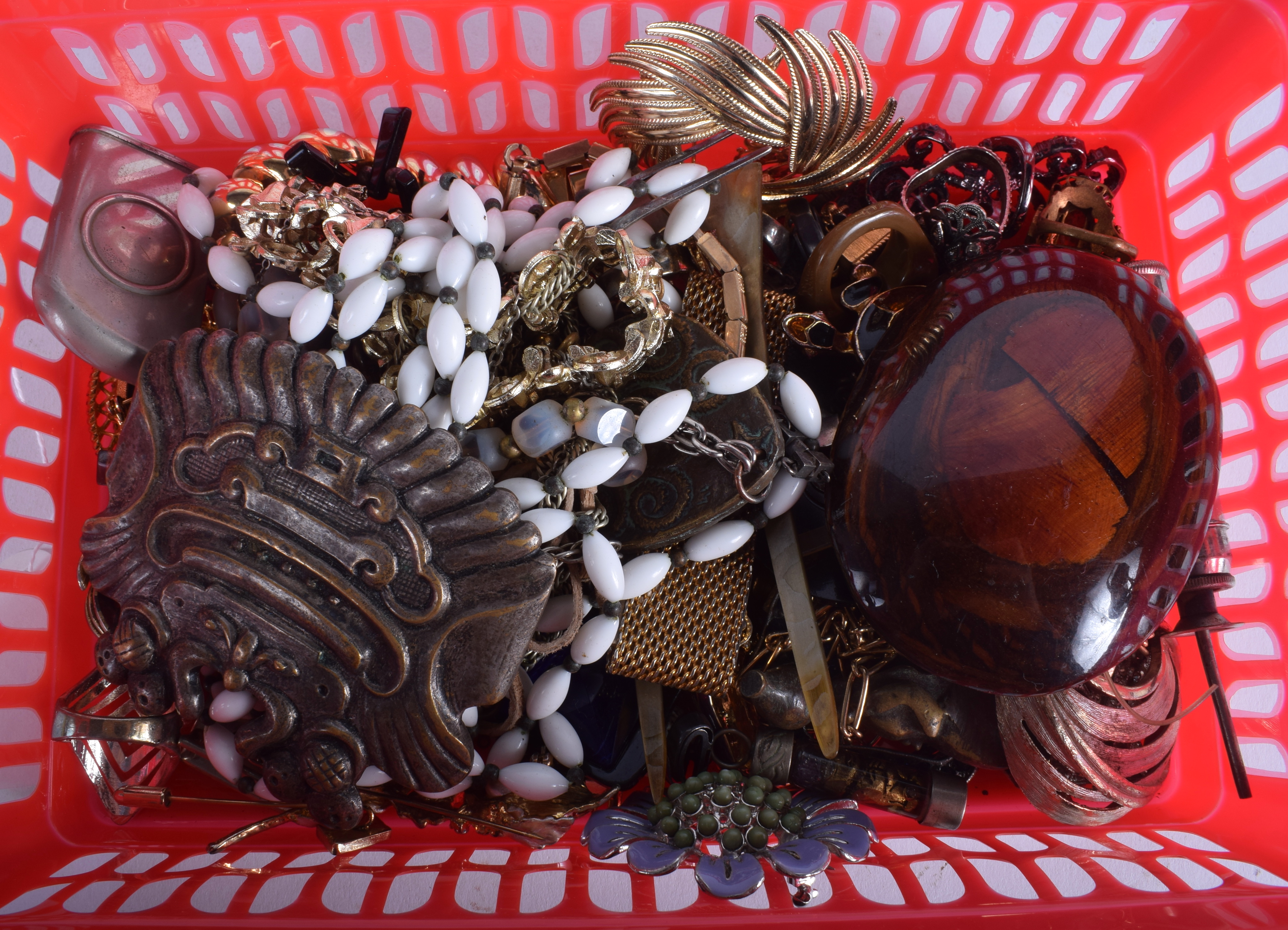 A BOX OF COSTUME JEWELLERY. (qty)