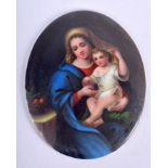 AN ANTIQUE PORCELAIN PLAQUE. 6 cm wide.