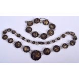 A JAPANESE TAISHO PERIOD KOMAI STYLE NECKLACE together with a matching bracelet. 40 cm & 16 cm long.