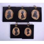 A SET OF FIVE ANTIQUE FRAMED SILHOUETTES. Largest 7 cm x 8.5 cm. (5)