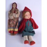 TWO VINTAGE DOLLS. 43 cm & 33 cm long. (2)