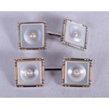 A PAIR OF ART DECO 9CT GOLD AND PEARL CUFFLINKS. 4.2 grams.