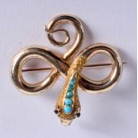 A LOVELY VICTORIAN HIGH CARAT GOLD TURQUOISE AND RUBY BROOCH. 6.2 grams. 3.25 cm x 3.25 cm.