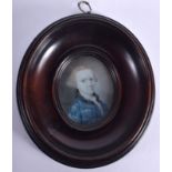 A GEORGE III IVORY PORTRAIT MINIATURE. 3 cm x 3.75 cm.