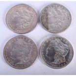 FOUR AMERICAN SILVER EAGLE COINS 1921, 1897, 1900 & 1880. (4)